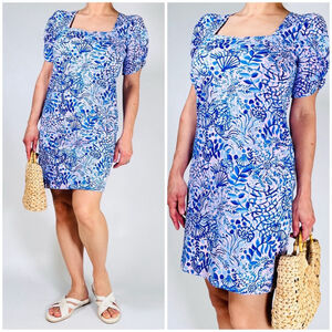 Women's Lilly Pulitzer Blue Pink Floral Print Dress Size Small